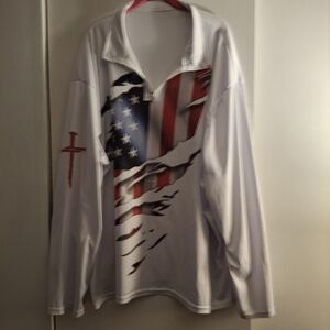 Red, White, And Blue Patriotic Men's Long Sleeve Shirt